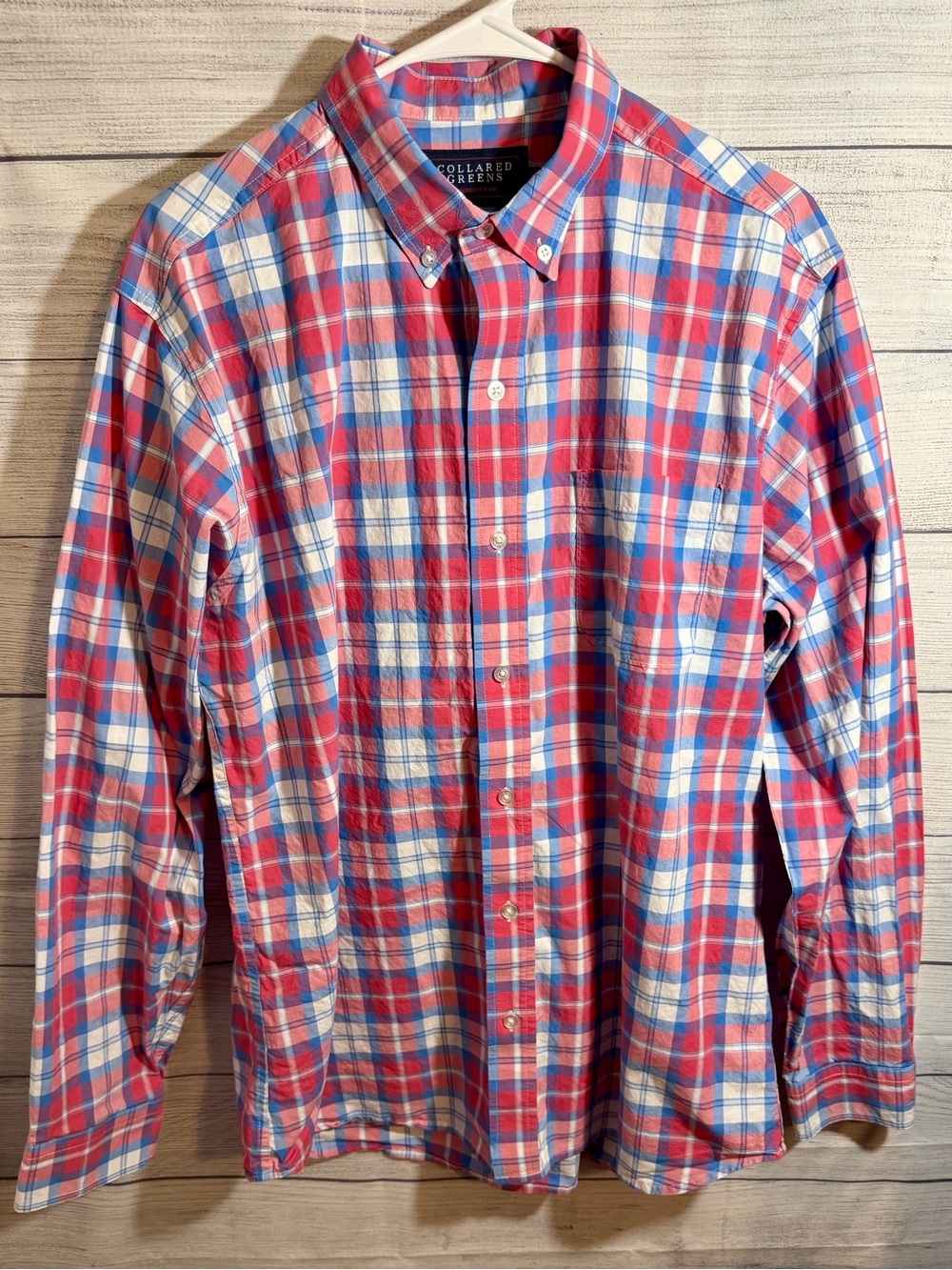 Red Plaid Button-Down Shirt